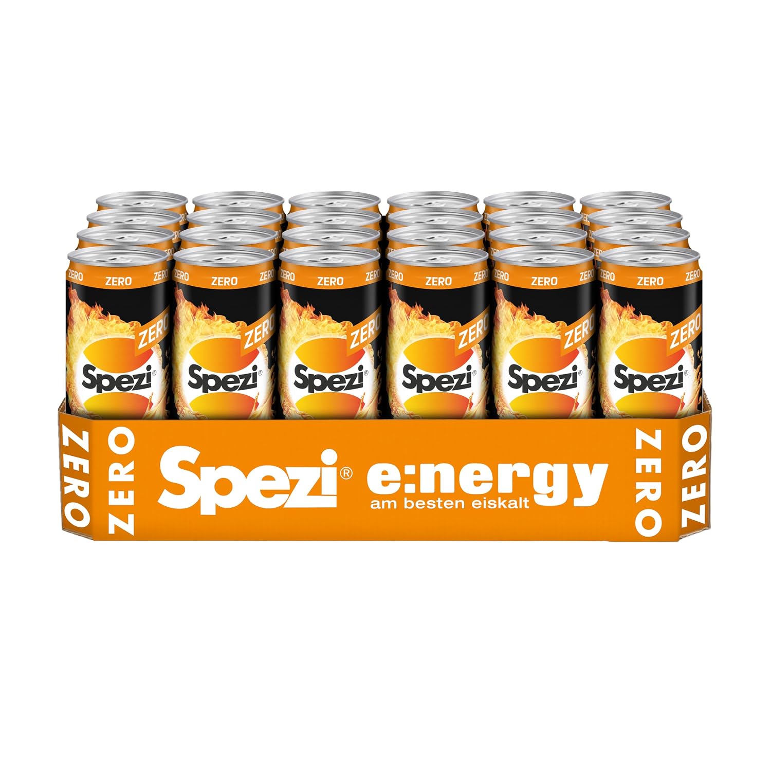 Spezi Energy Zero Drink 24x330ml Dose Cola und Orange koffeinhaltig mit Vitamine
