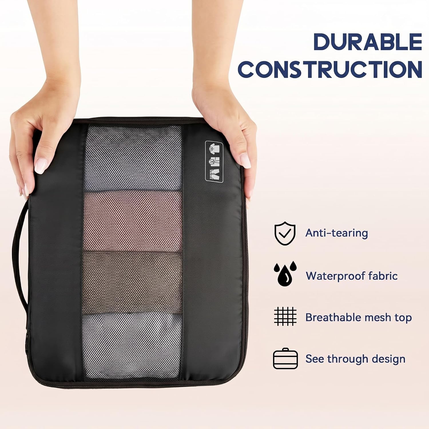 MURISE Packwuerfel 8er Set Koffer Organizer Reise Packtaschen Schwarz