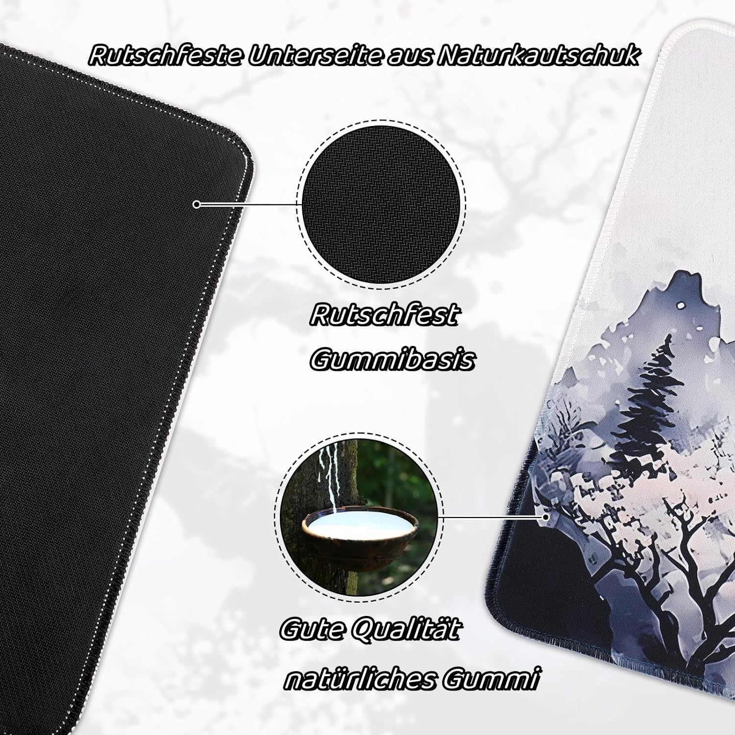Gaming Mauspad Kirschbluete Weiss gross rutschfest Schreibtisch Matte