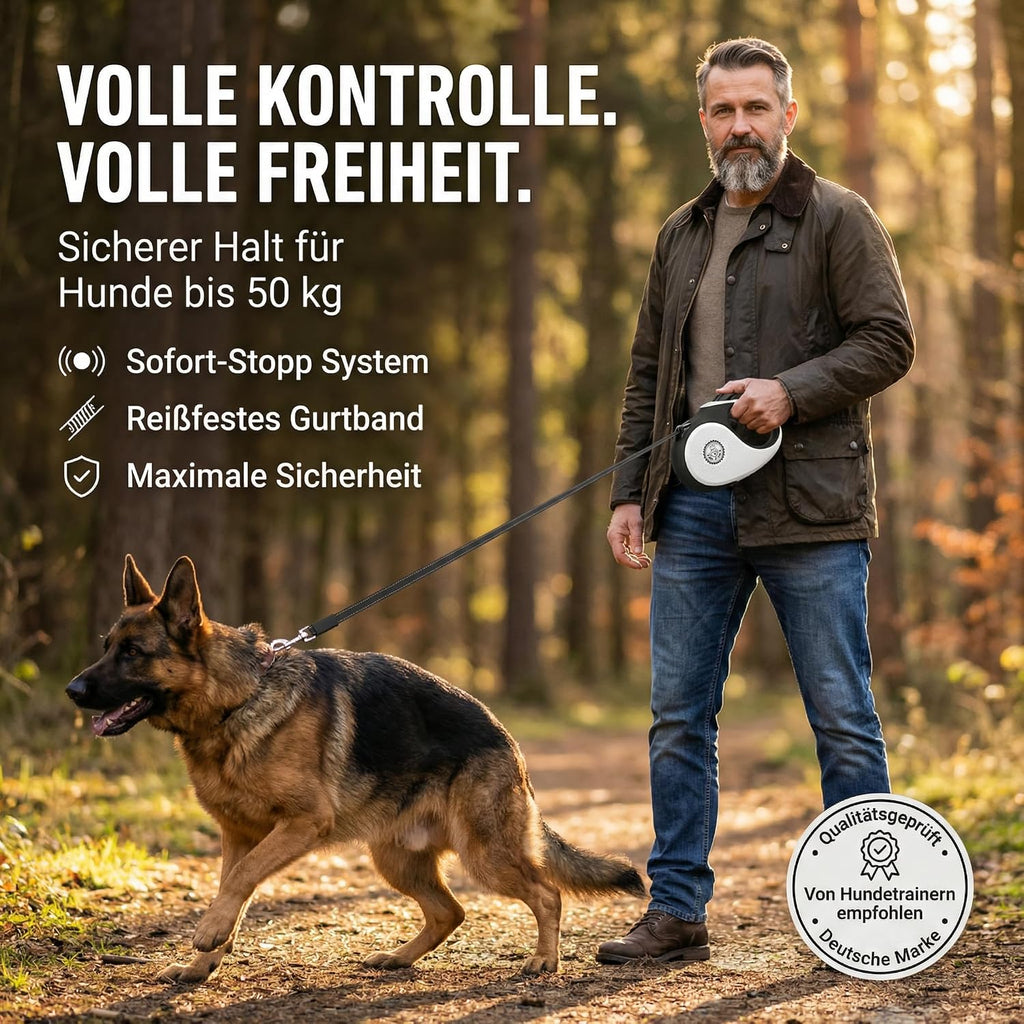 HUND IST KOeNIG ausziehbare Hundeleine 5m-8m bis robuster Griff