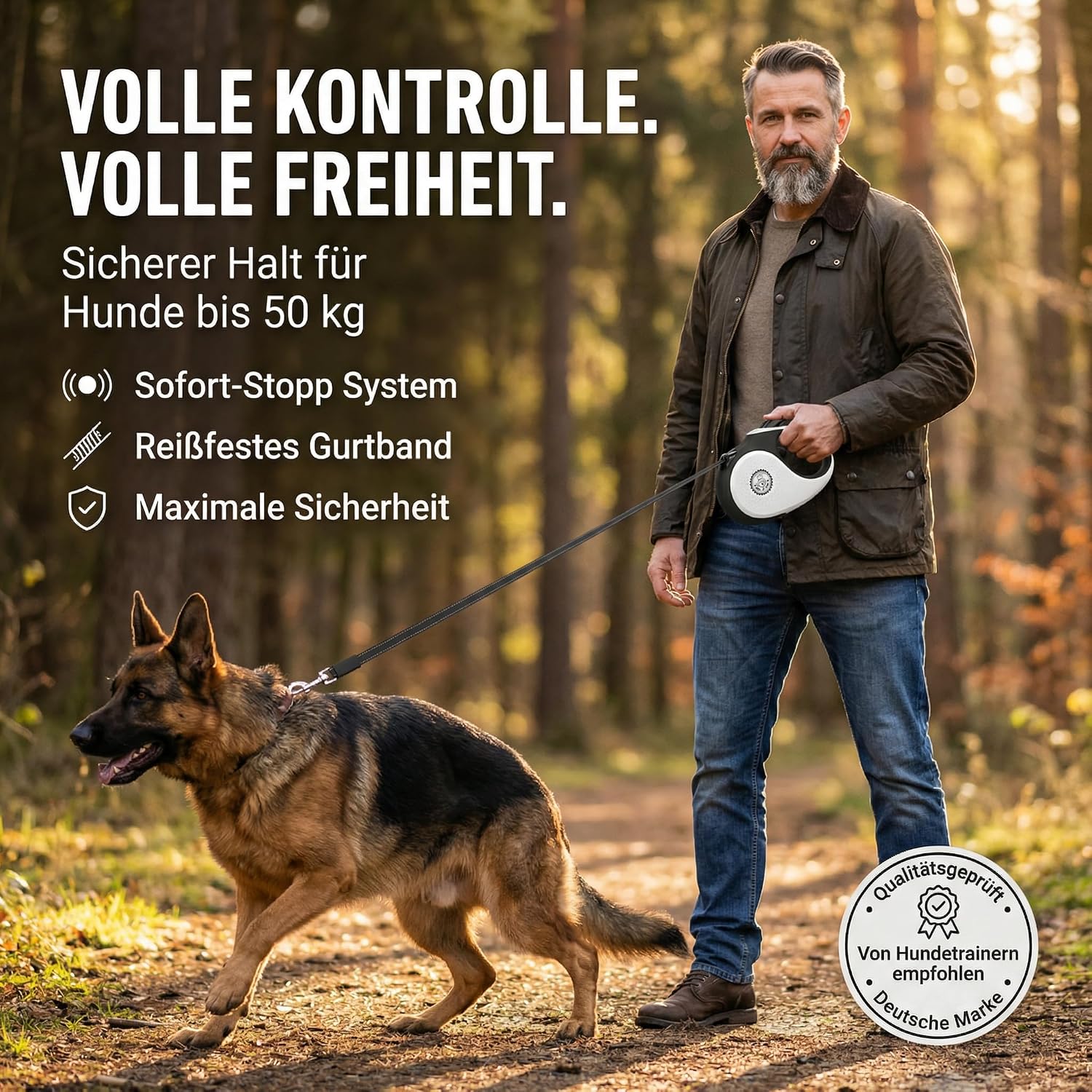 HUND IST KOeNIG ausziehbare Hundeleine 5m-8m bis robuster Griff