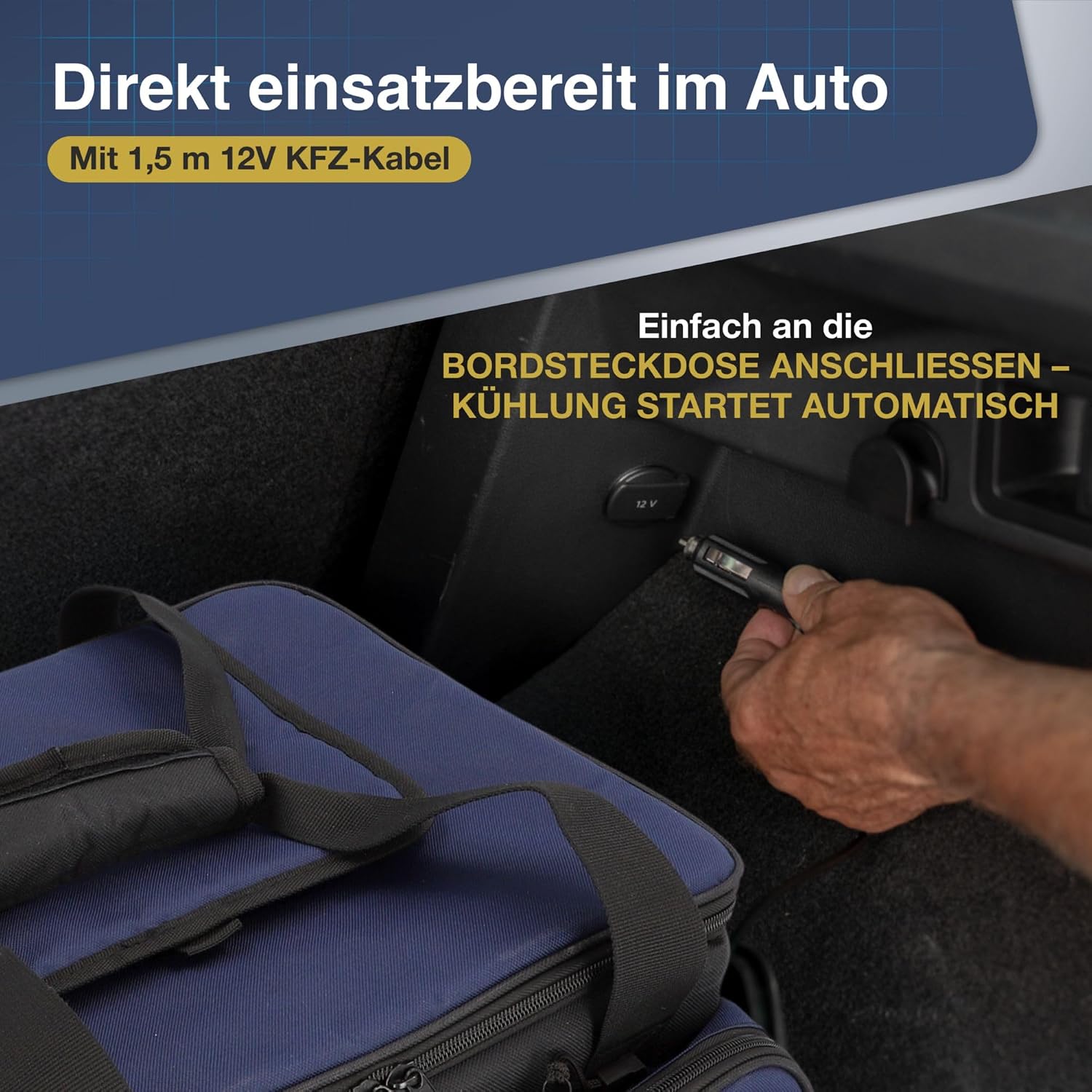 cartrend Kuehltasche mit 12V KFZ-Anschluss 1,5 m Schultergurt Taschen