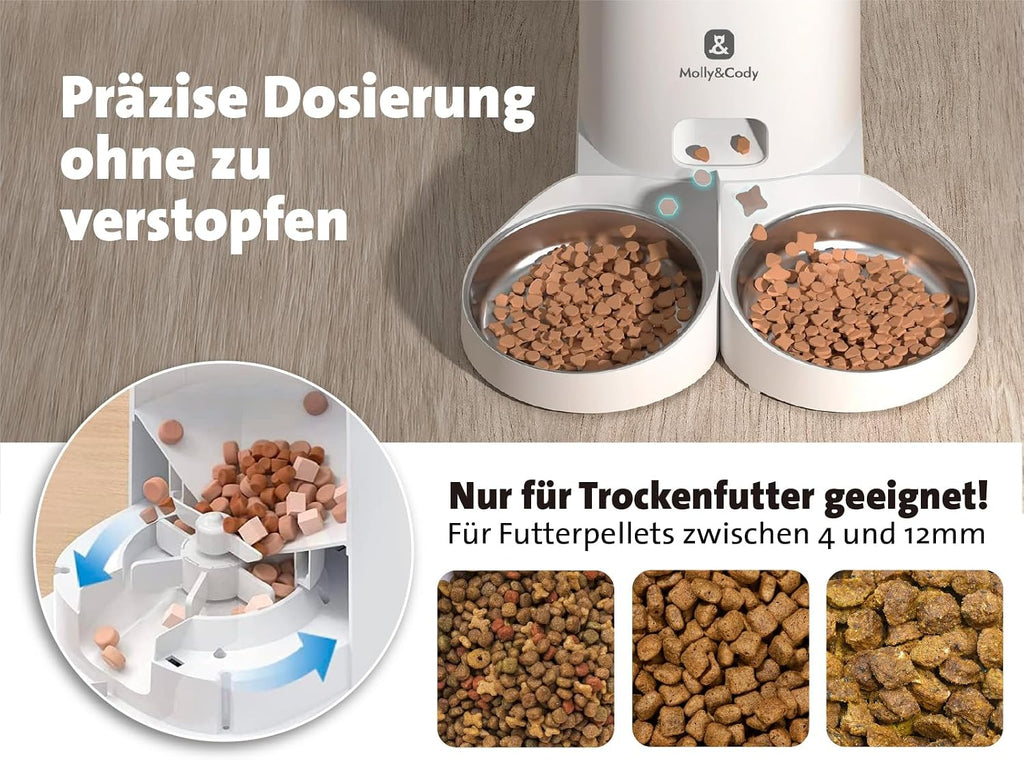 Molly&Cody Trinkbrunnen Spring fuer Katzen und Hunde, Edelstahl, leise Pumpe