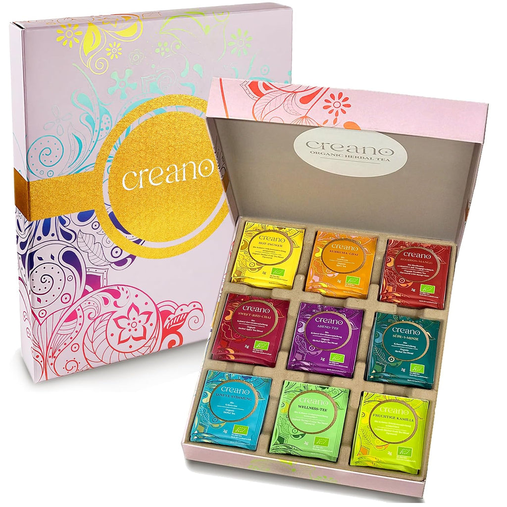 Creano Bio Tee Geschenkset 27 Teebeutel 9 Sorten Geschenkbox