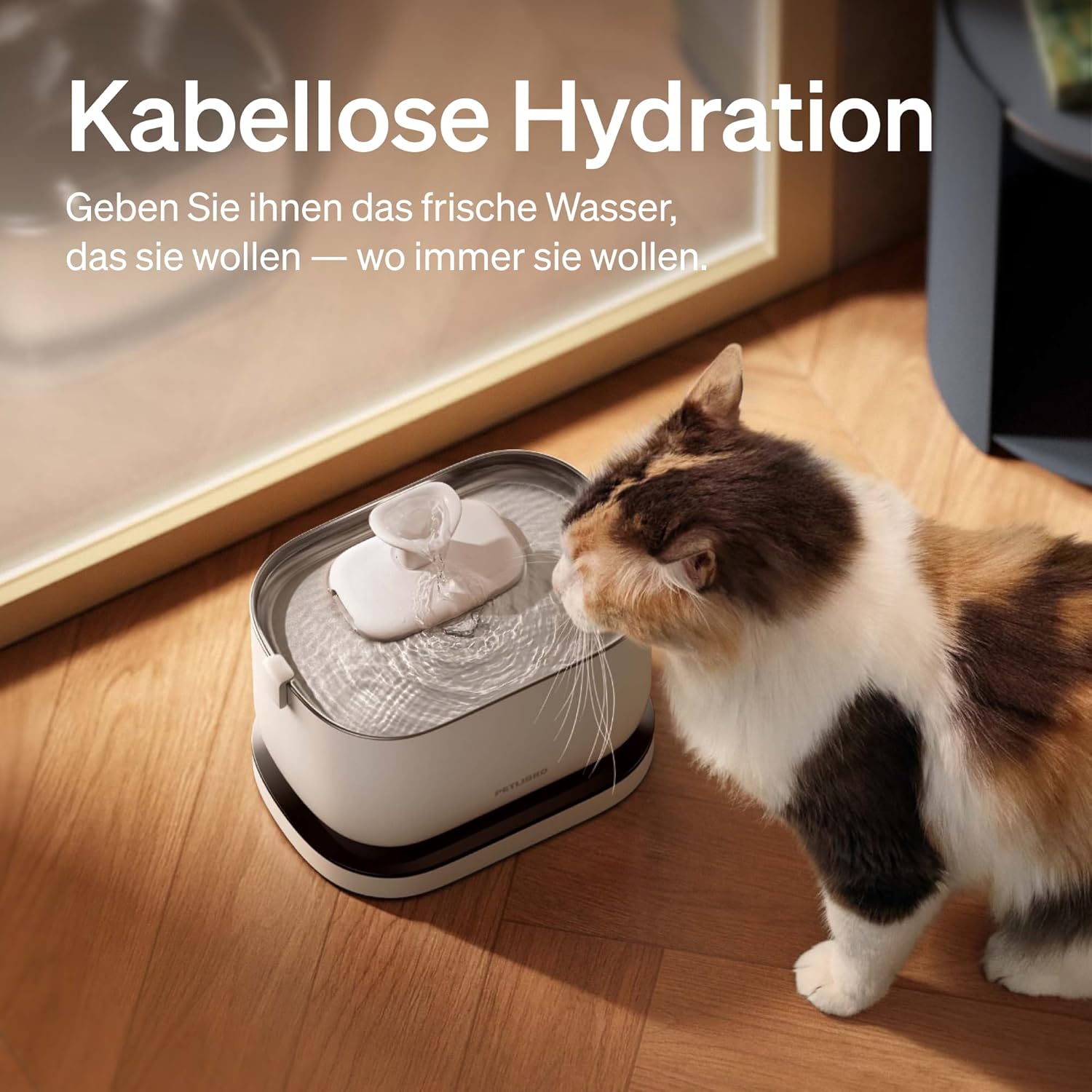 PETLIBRO Kabelloser Katzenbrunnen mit Akku 5000mAh, bewegungsmelder, leise 23dB