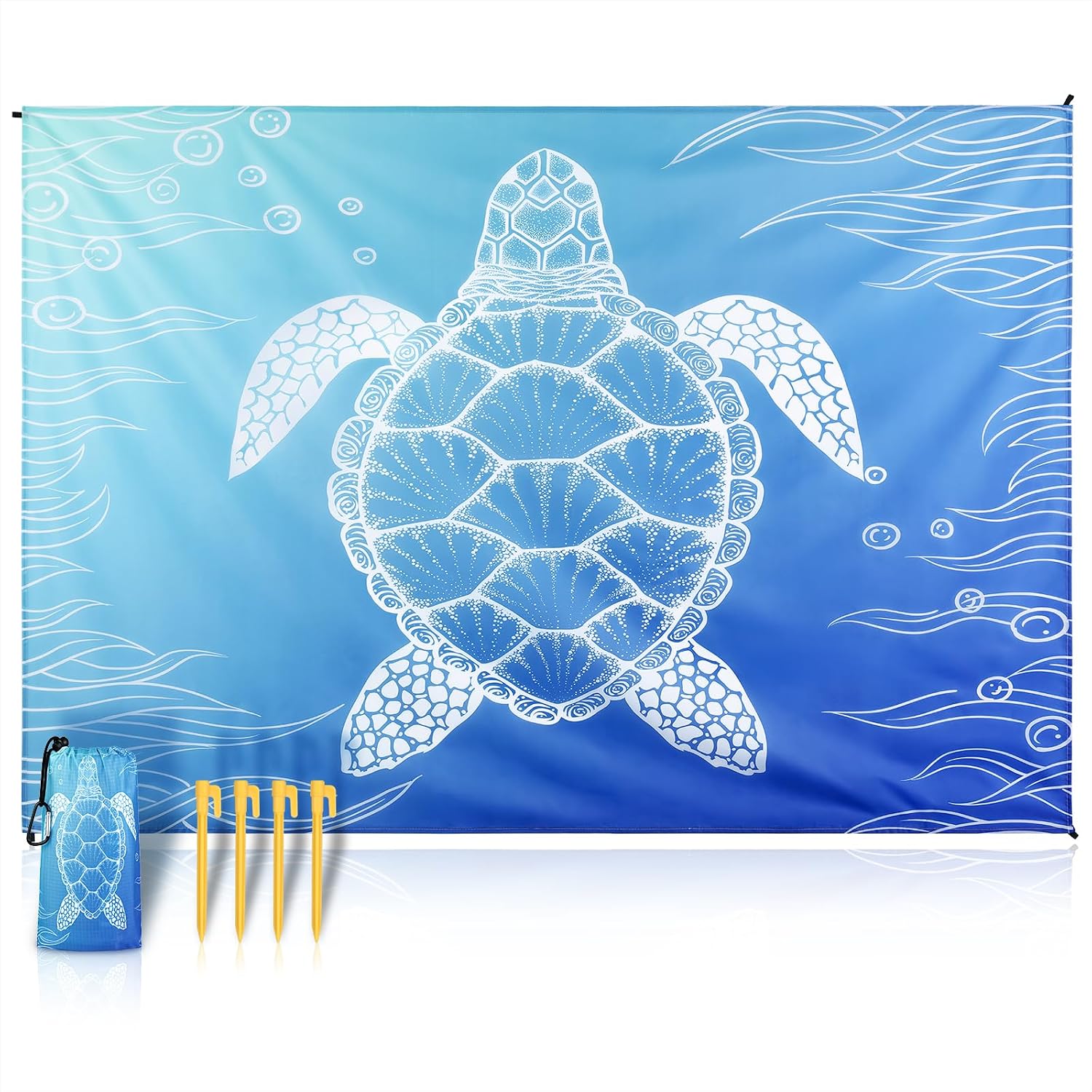 Siegvoll Stranddecke 200x140 cm sandfrei wasserdicht ultraleicht mit 4 Heringen