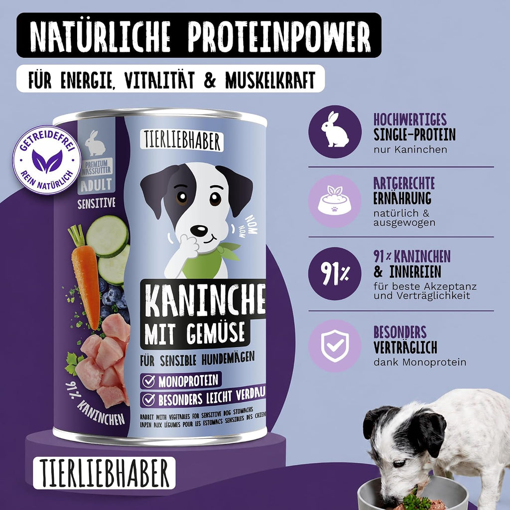TIERLIEBHABER Hundefutter Nass Kaninchen mit Gemuese Dose