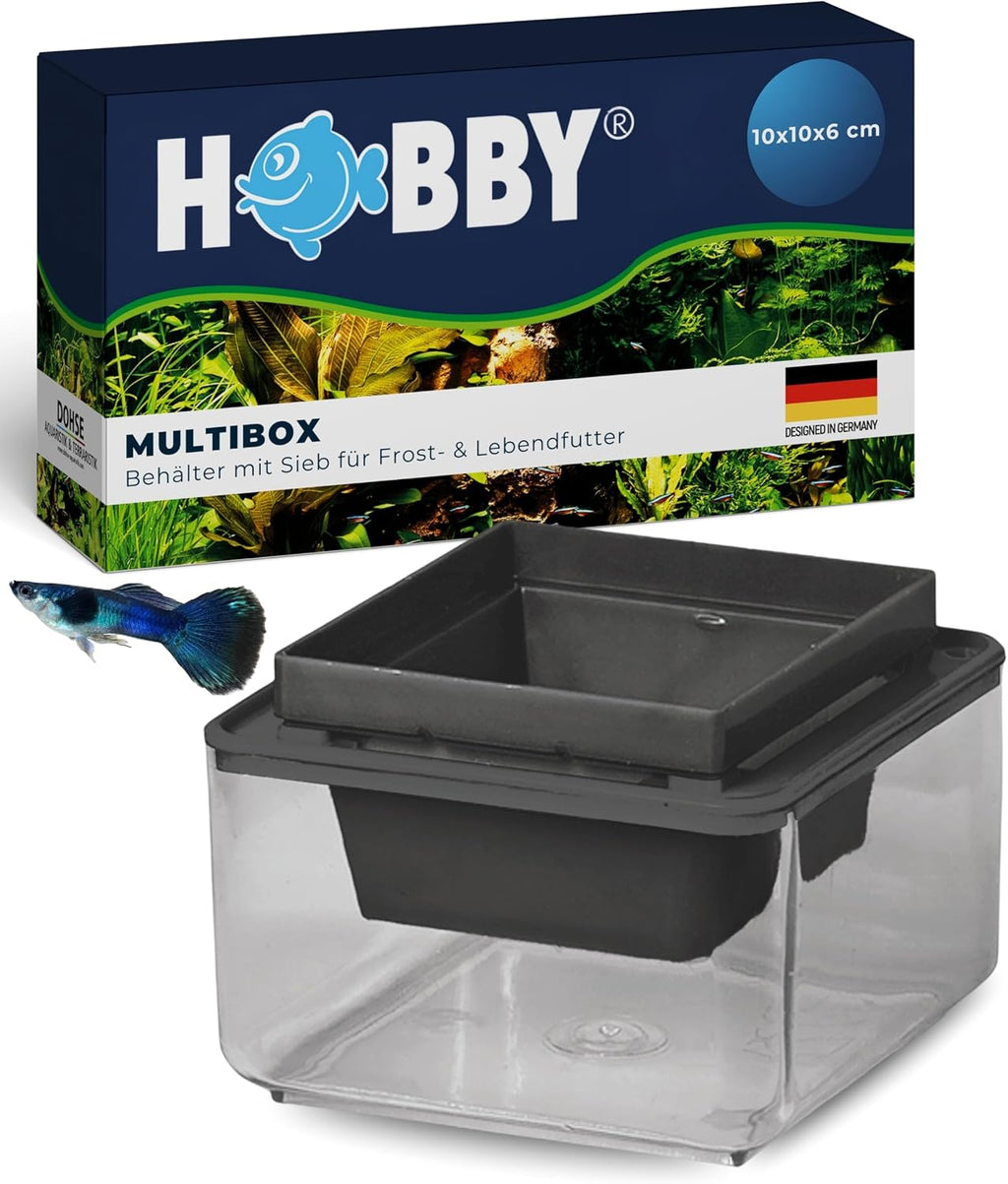 Hobby Multibox Aquarium Futterbehälter 10x10x6 cm Sieb Frostfutter