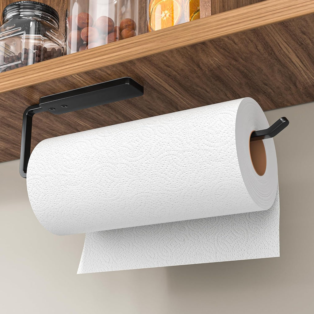 Niffgaff Kuechenrollenhalter selbstklebend 31 cm Aluminium schwarz ohne Bohren