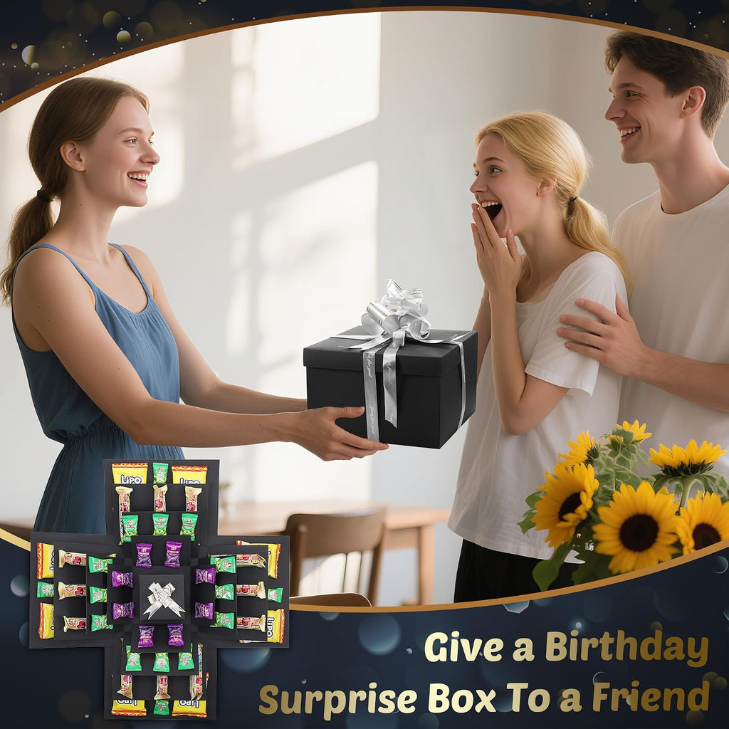 JIANTA Explosionsbox Geschenkbox 5-lagig zum Geburtstag Schwarz DIY Ueberraschung