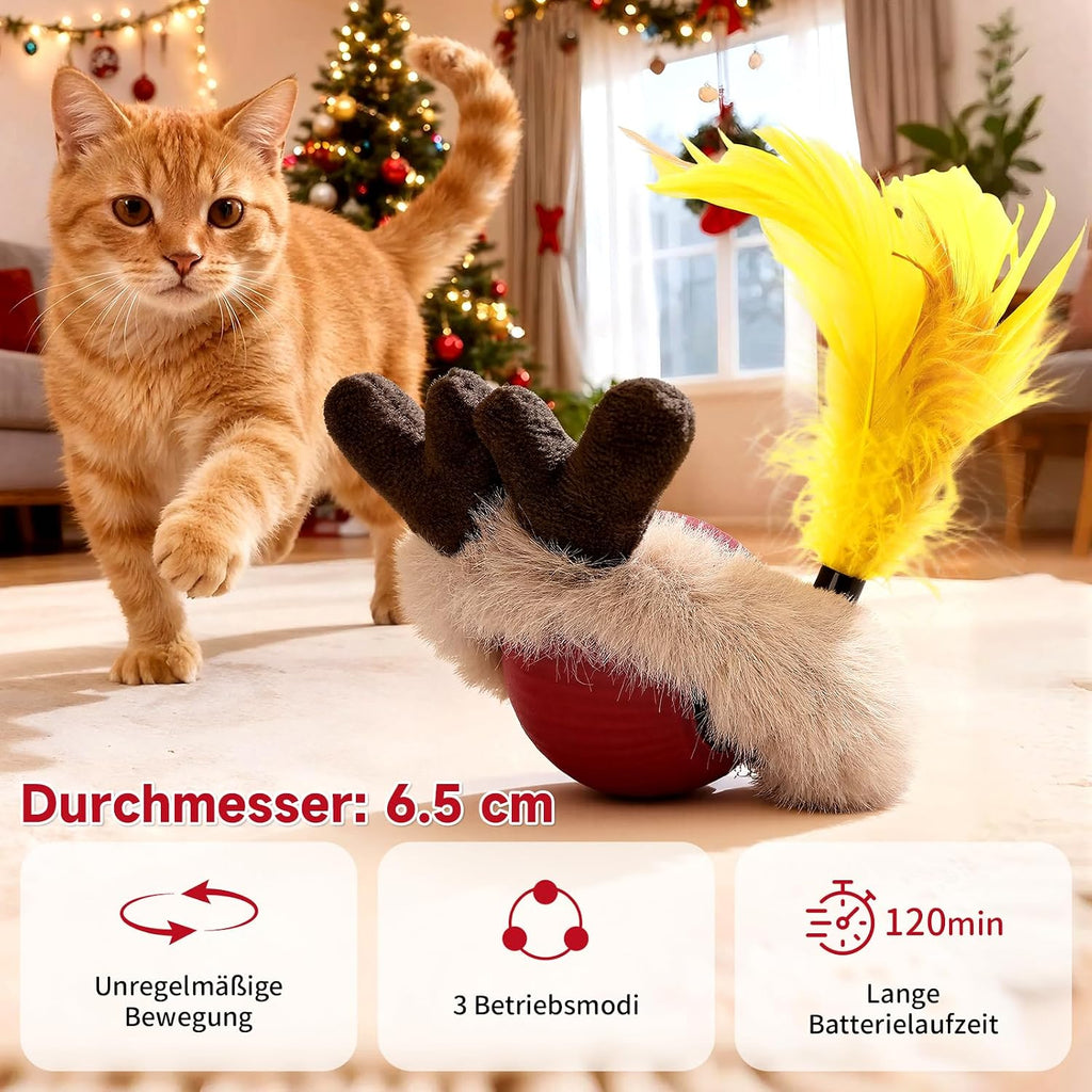 Elektrischer Katzenball mit Schwanz interaktives Katzenspielzeug Akku