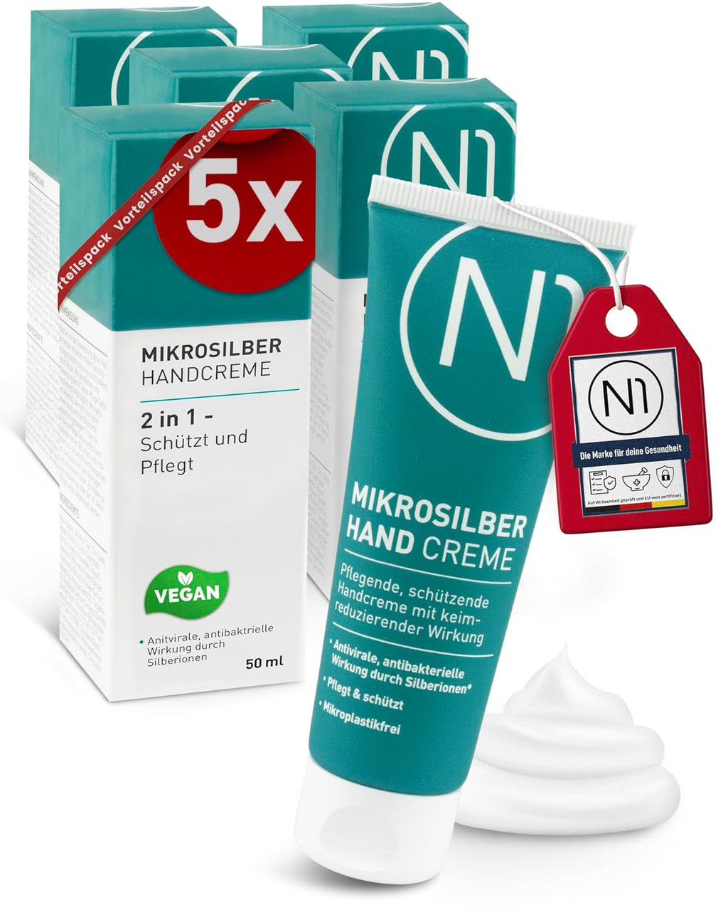 N1 Mikrosilber Handcreme fuer sehr trockene Haende mit Desinfektion