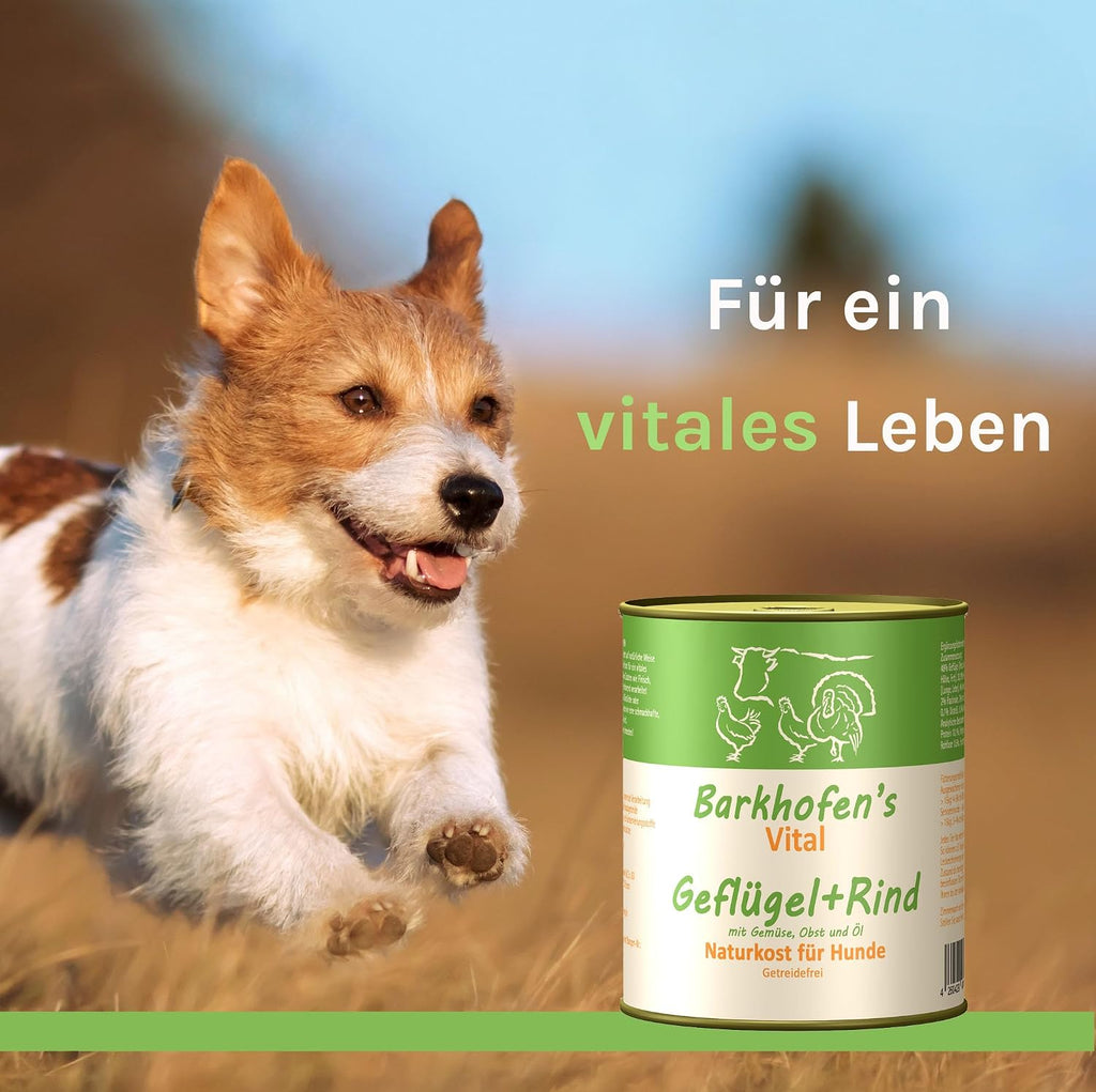Barkhofen Hundefutter Nass 6x800g getreidefrei mit Gefluegel und Rind