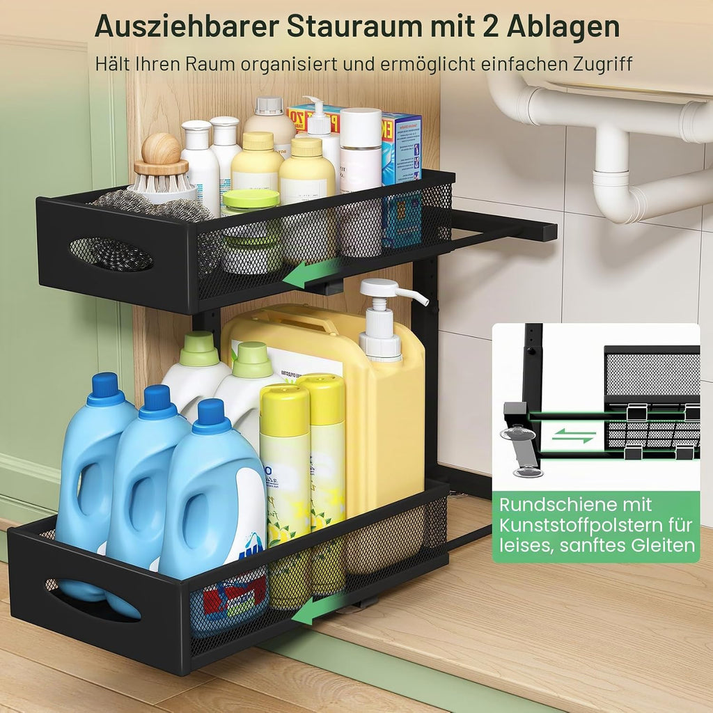 Unterspuele Organizer 2 Ebenen Metall Schrankorganizer fuer Kueche Bad