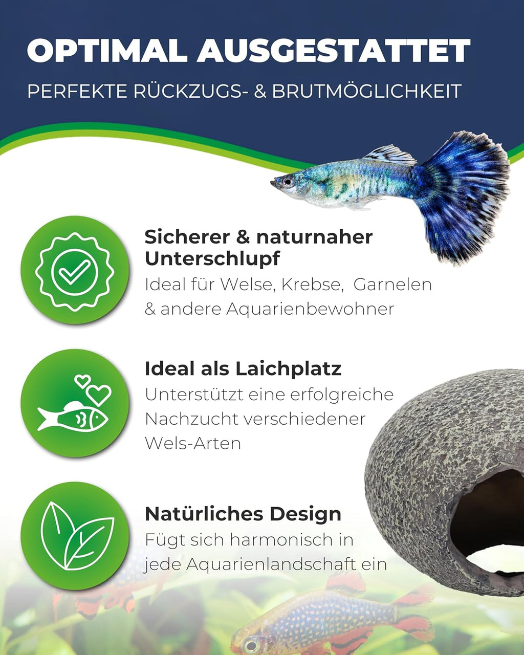 Hobby Marble Cave 3 Aquariumhöhle 7x6x5 cm Versteck Deko für Garnelen Welse