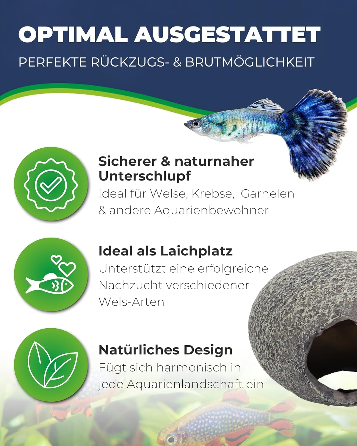 Hobby Marble Cave 3 Aquariumhöhle 7x6x5 cm Versteck Deko für Garnelen Welse