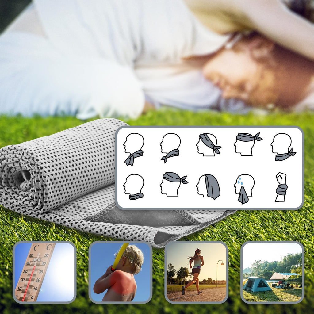 com-four® 3X Kuehlhandtuch - Cooling Towel Kuehltuch - kuehlendes Tuch bei Hitze, M
