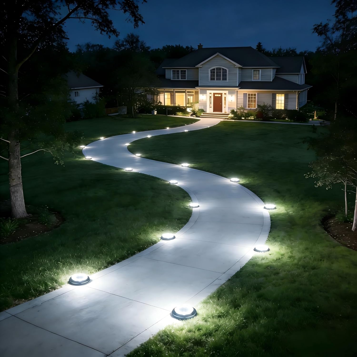 Flacchi Solar Bodenleuchten Aussen 8 LEDs Warmweiss 8 Stueck wasserdicht Garten