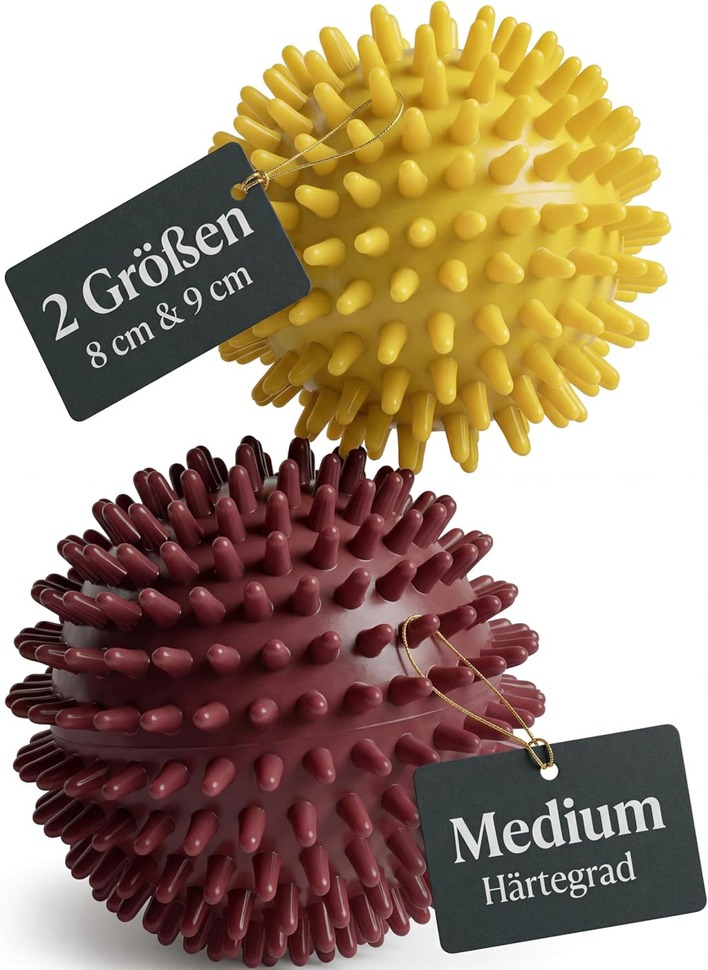 Premium Massageball Set 3 Haertegrade Igelball fuer Fuss Ruecken Hand