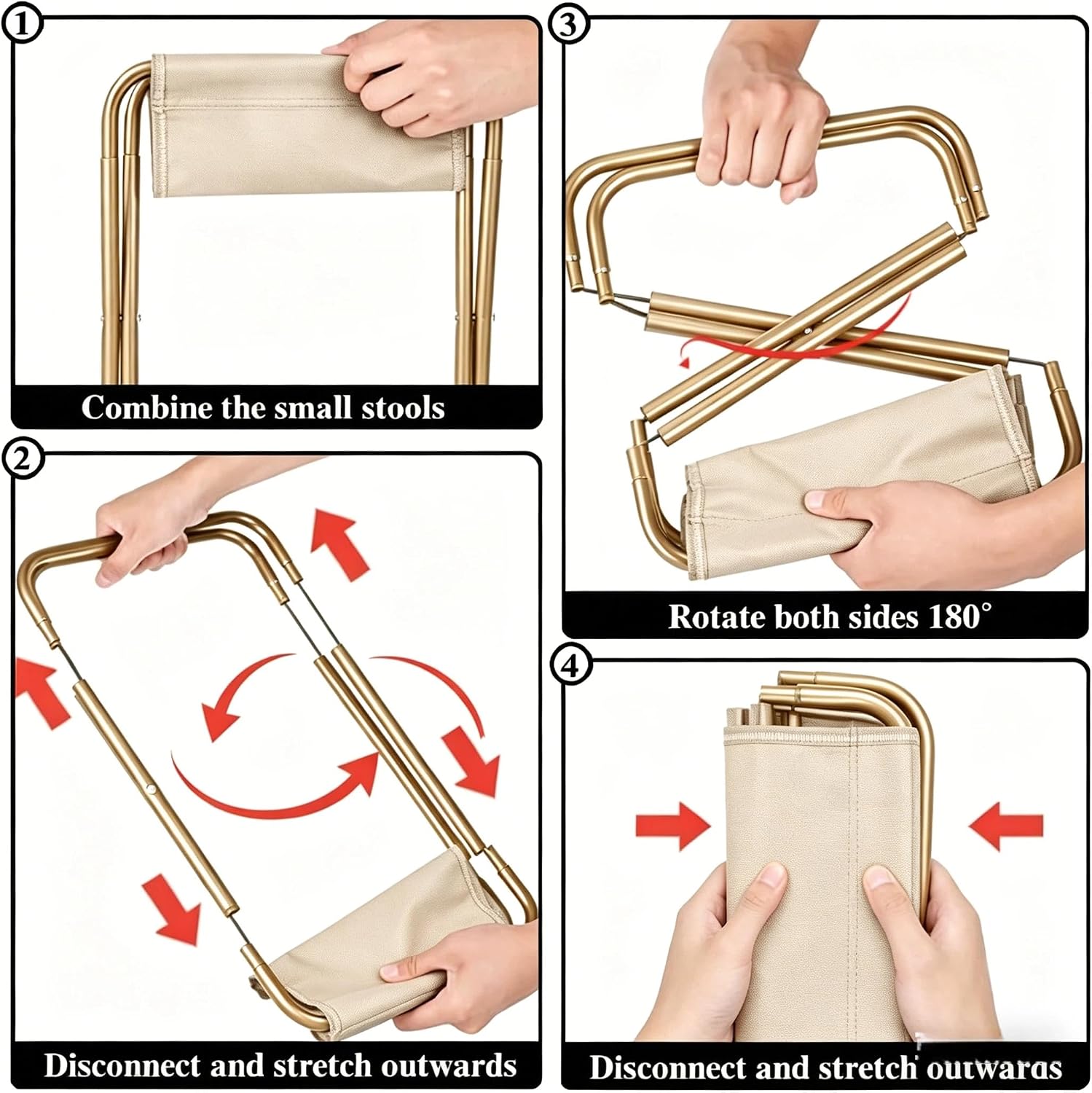 Kiuiom Campinghocker klappbar klein faltbar mit Tasche bis Schwarz Grau
