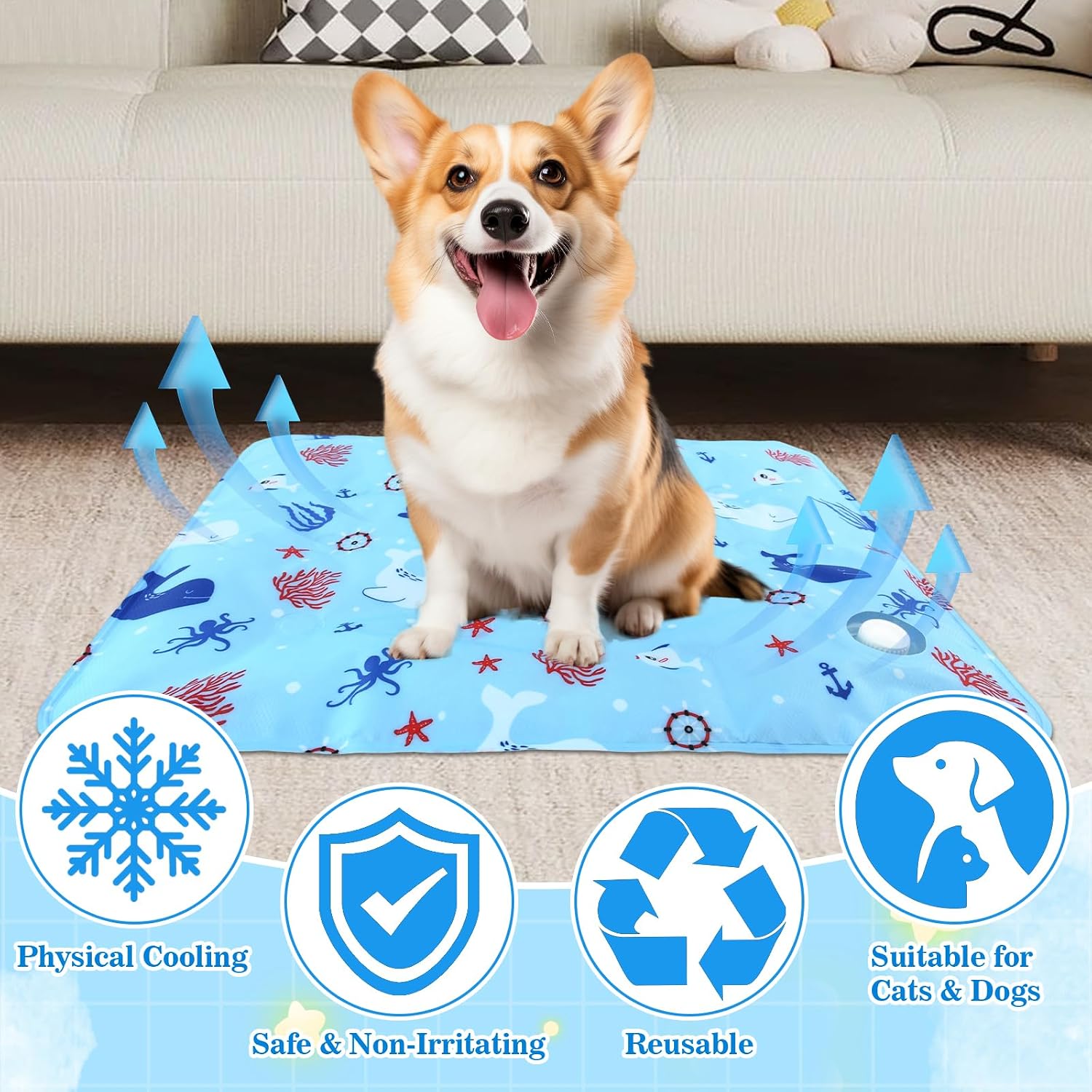Selbstkuehlende Kuehlmatte 1cm fuer Hunde Katzen wasserdicht wiederverwendbar
