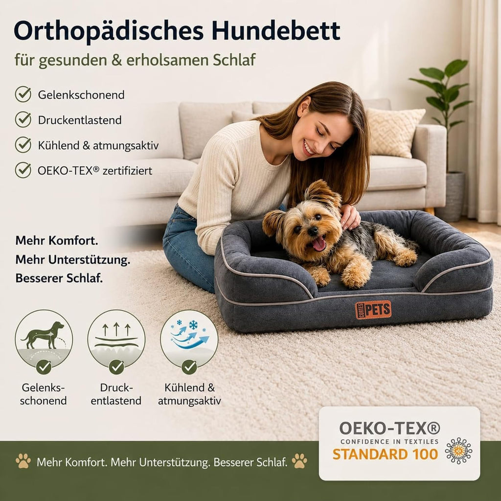 Orthopädisches Hundebett Memory Foam wasserfest Hundekissen
