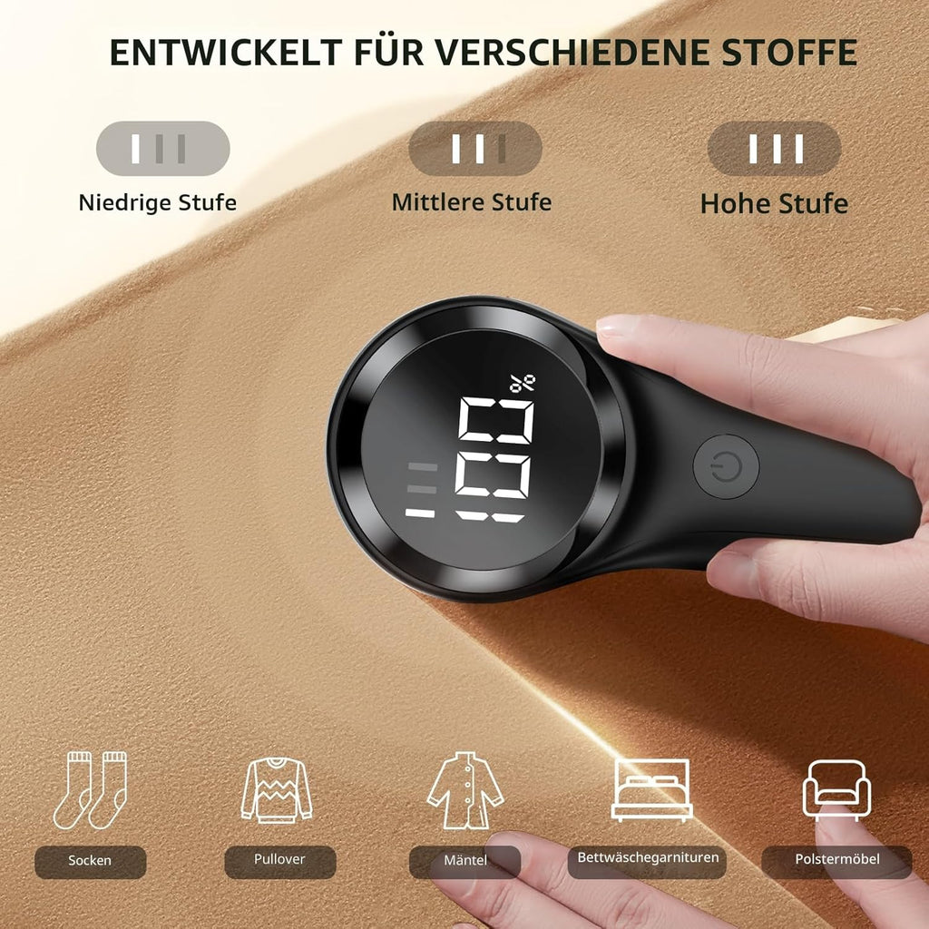Fusselrasierer elektrisch aufladbar 3 Stufen LED Akku Kleidungsrasierer