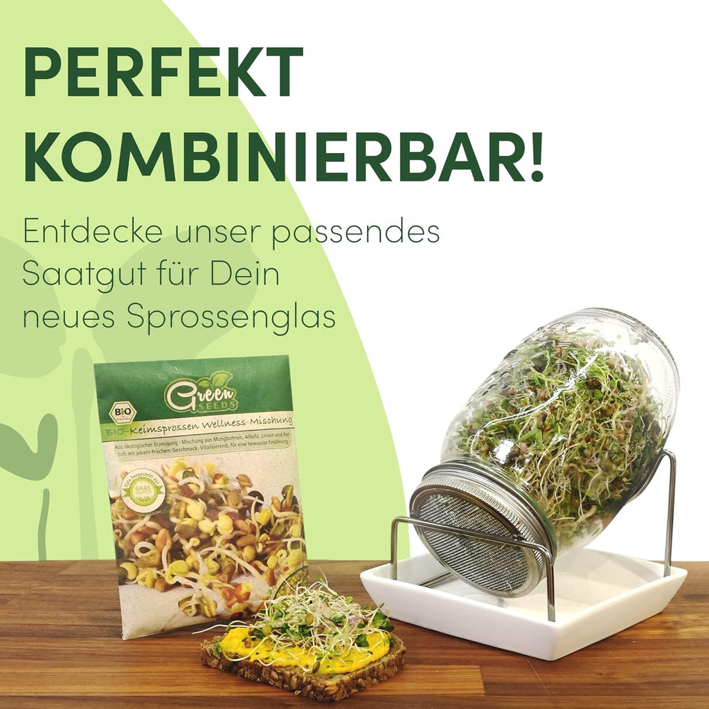Kressesieb Keramikschale mit Edelstahlsieb Kresse Anzuchtset