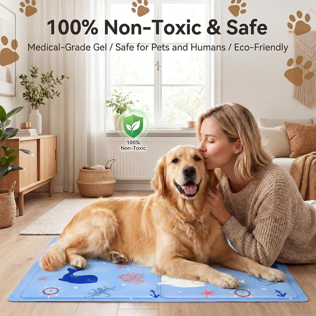 Kuehlmatte Hund Katze 50x60 cm selbstkuehlend Gel waschbar Weiss L