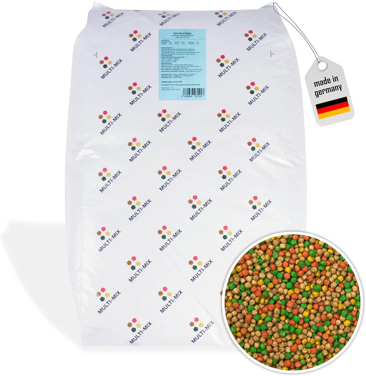 Multi-Mix Koifutter 3 mm - 4 Sorten Futtermix mit Lachsoel Spirulina Ast
