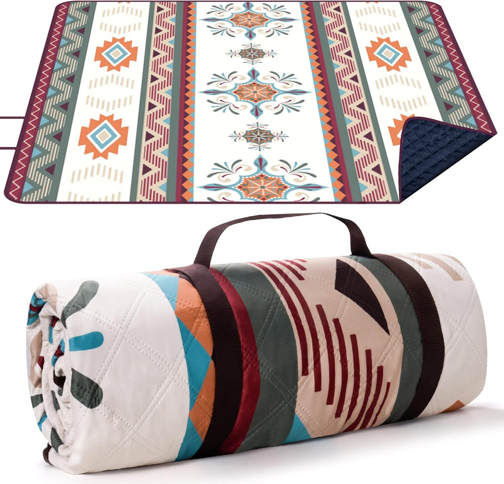LARUTAN Stranddecke 200x200 cm sandfrei, tragbar waschbar Picknickdecke Gruen 200