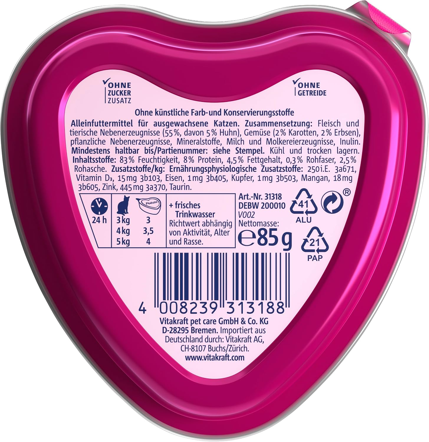 Vitakraft Poésie Création Katzen Nassfutter Sauce Huhn mit Gartengemuese 15x85g