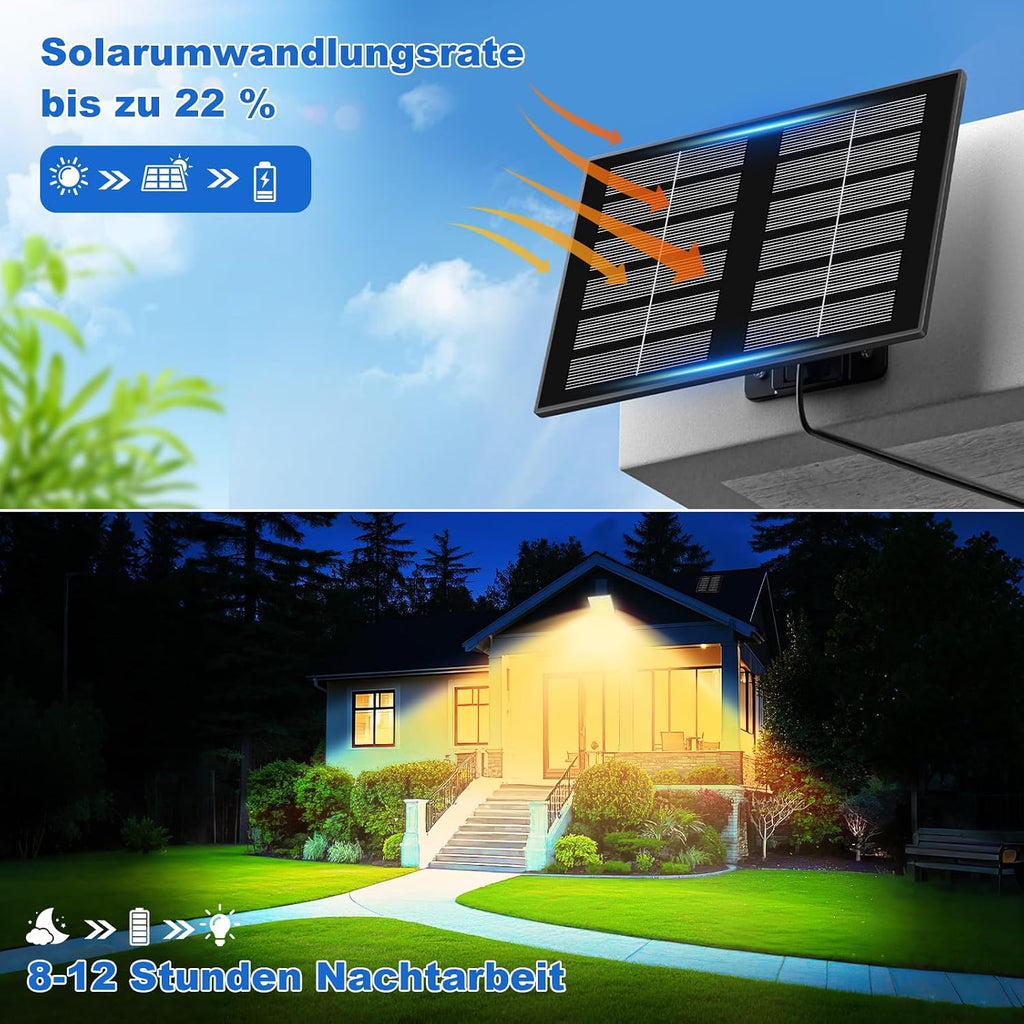 Realky Solar-Aussenlampe mit Bewegungsmelder, IP65, Fernbedienung, 5m Kabel
