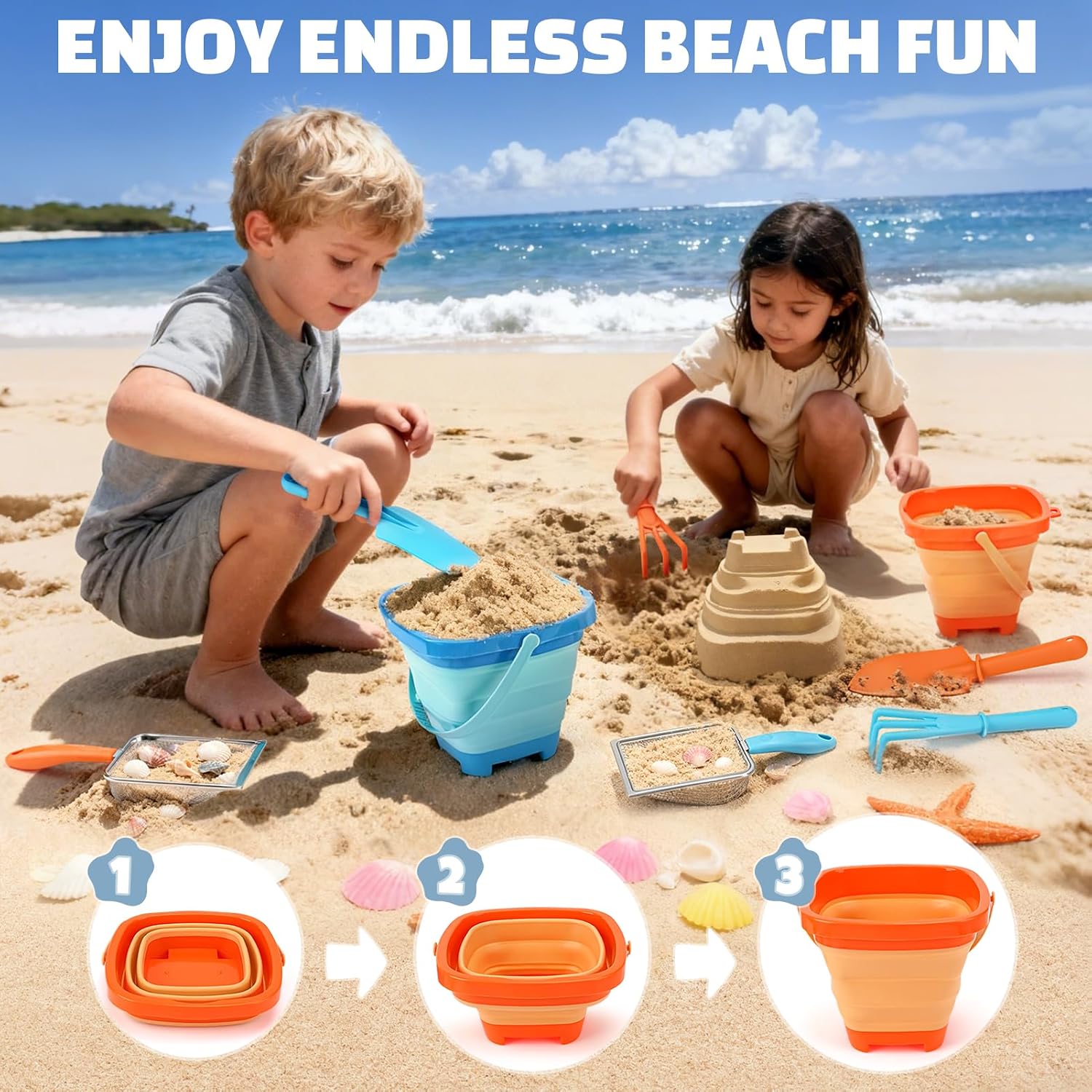 Sandspielzeug Set Kinder Strandspielzeug mit Eimer und Schaufel