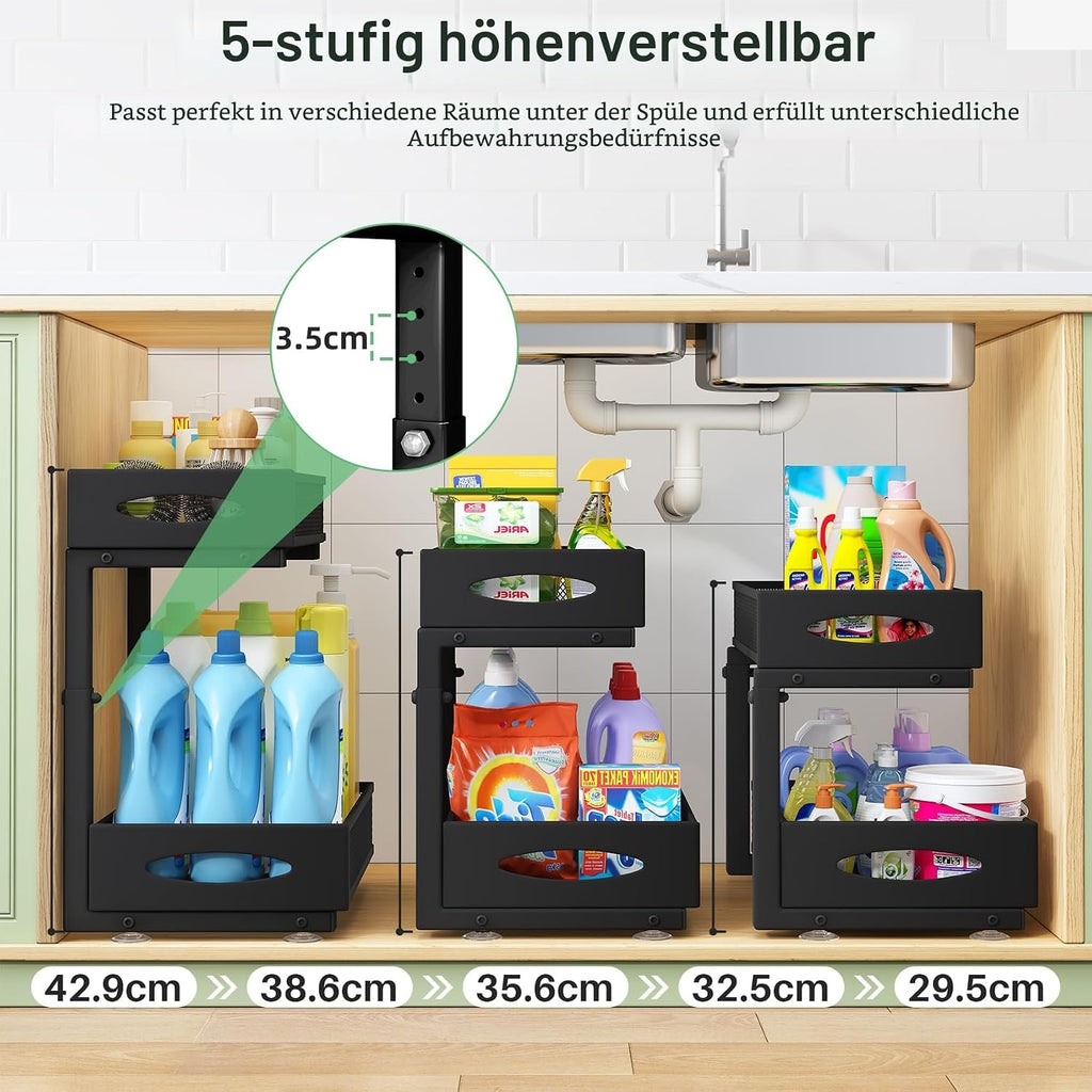 Unterspuele Organizer 2 Ebenen Metall Schrankorganizer fuer Kueche Bad
