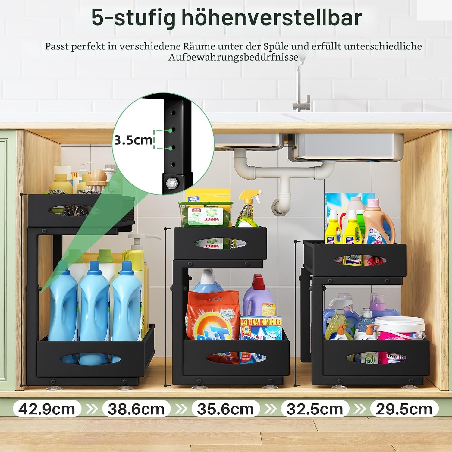 Unterspuele Organizer 2 Ebenen Metall Schrankorganizer fuer Kueche Bad