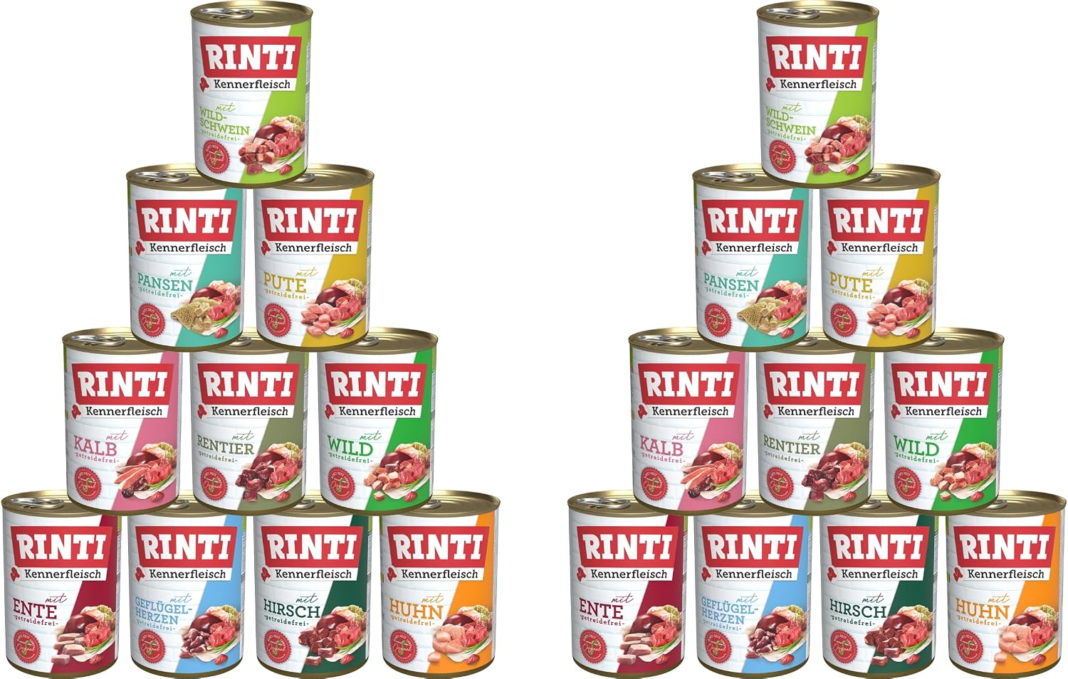 Rinti Kennerfleisch Mixpaket Hundenassfutter getreidefrei mit 70% Fleisch