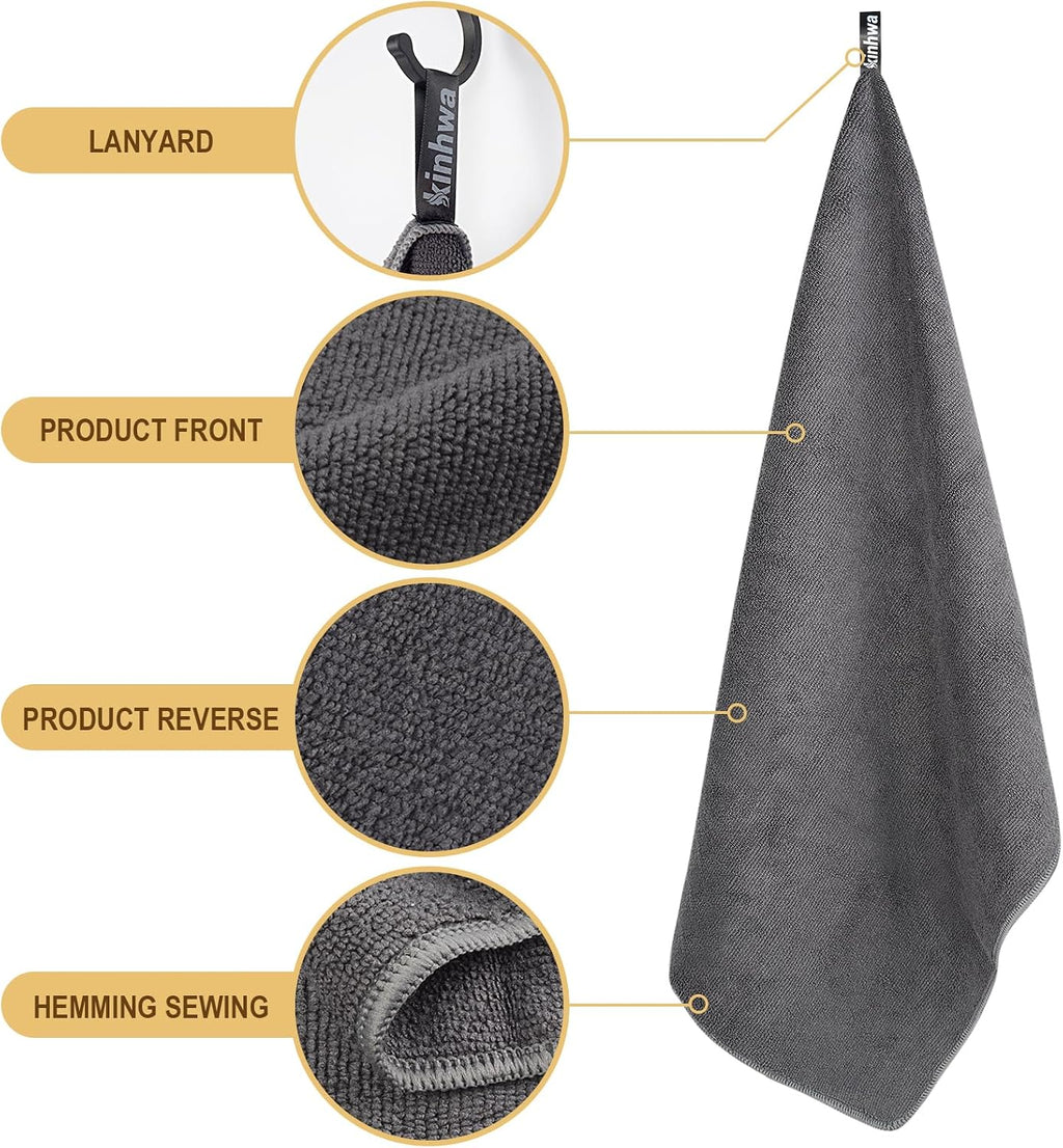 KinHwa Mikrofaser Handtuch 2er Pack 40x70 cm Grau hochsaugfaehig 70cm-100cm
