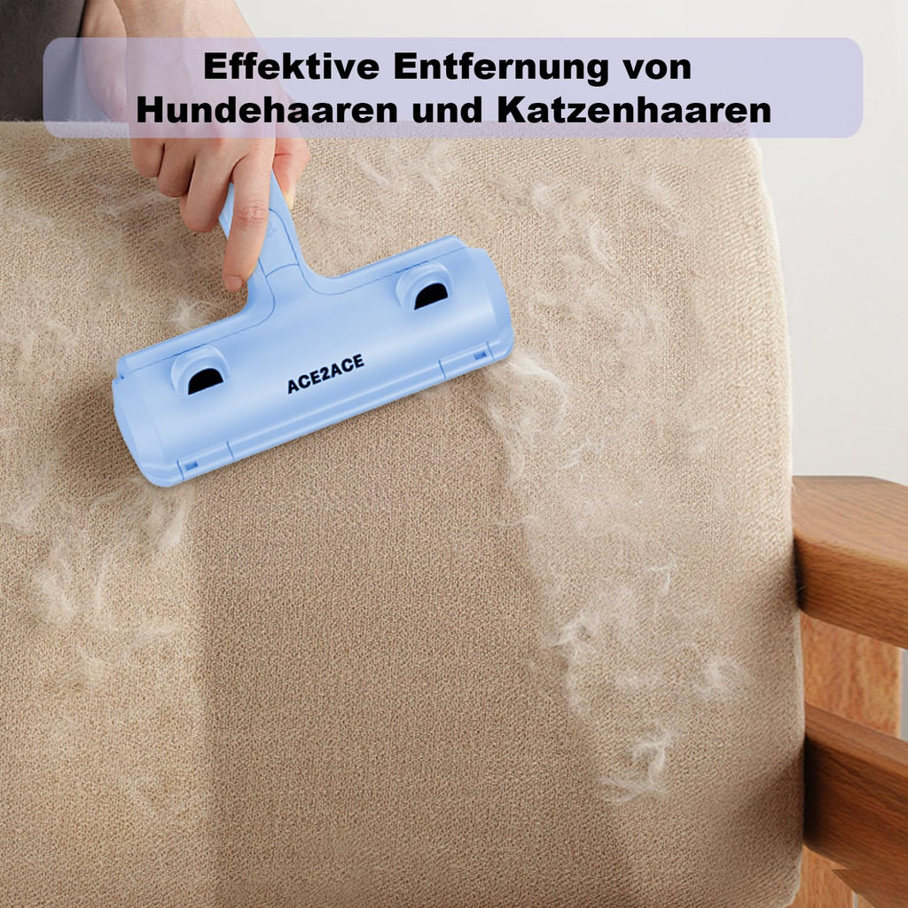 ACE2ACE Fusselrolle fuer Tierhaare von Hund und Katze auf Sofa, Bett und Teppich