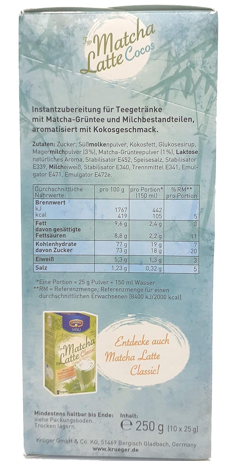 Matcha Latte Kokos Pulver 10 x 25 g Beutel