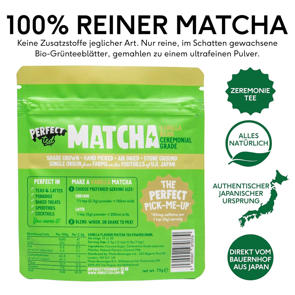 Perfect Ted Matcha Pulver Vanille Japanischer Tee verschiedene Sorten