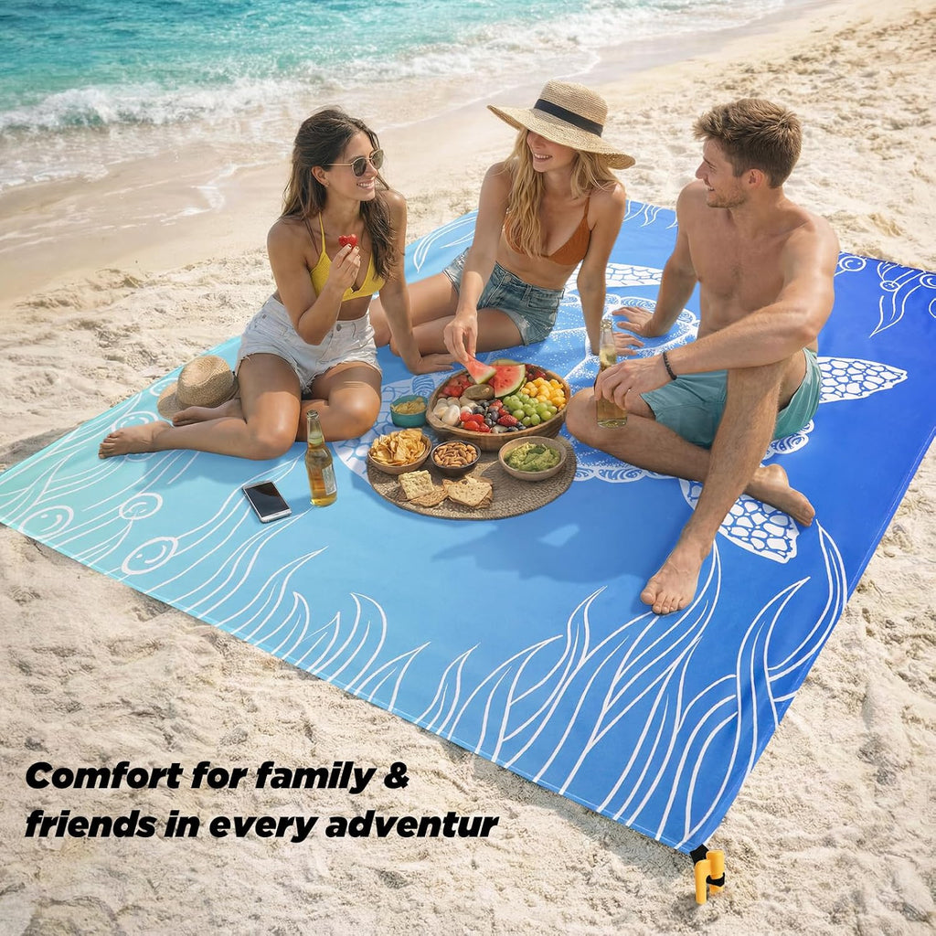 Siegvoll Stranddecke 200x140 cm sandfrei wasserdicht ultraleicht mit 4 Heringen