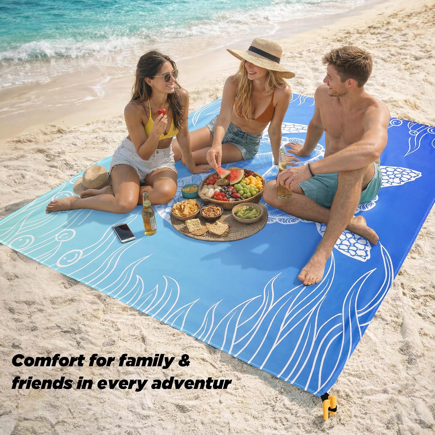 Siegvoll Stranddecke 200x140 cm sandfrei wasserdicht ultraleicht mit 4 Heringen