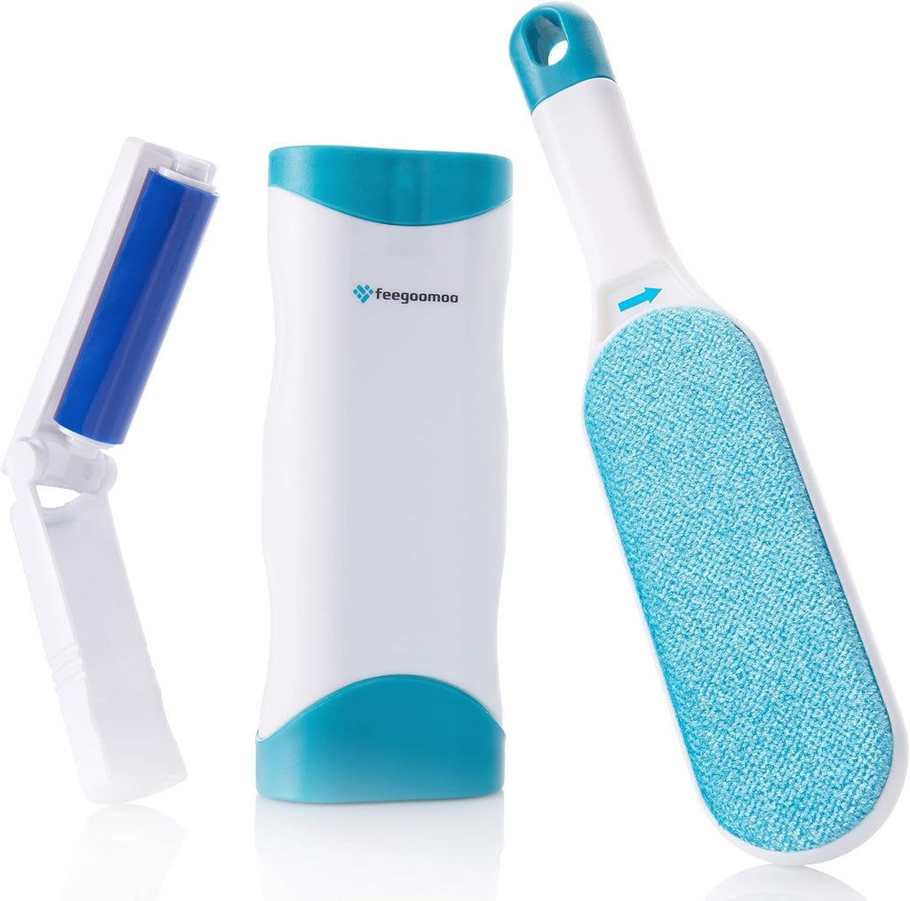 Fusselbuerste Set mit faltbarer Fusselrolle Blau wiederverwendbar gegen Tierhaare