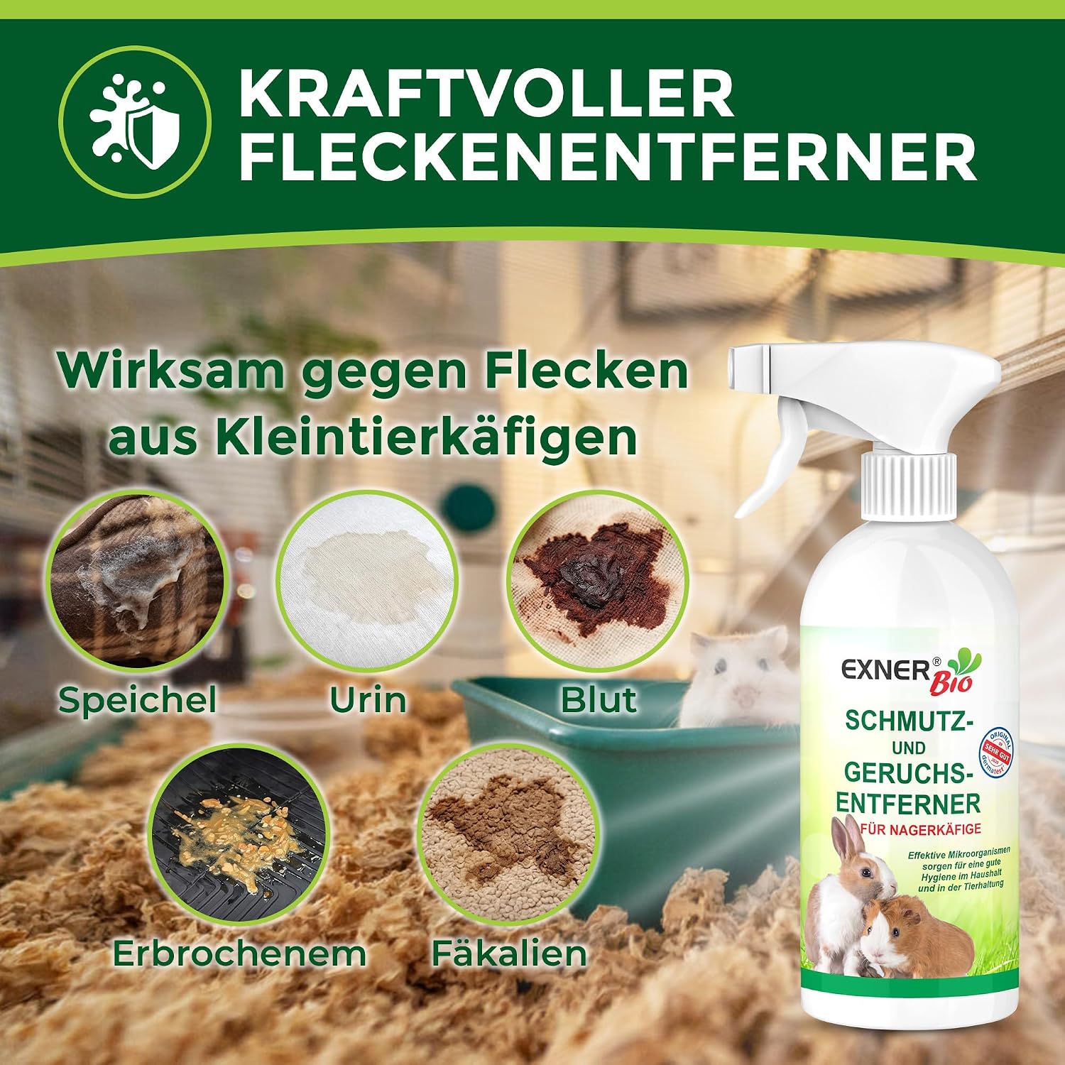 Nagerkäfig Reiniger 500 ml Geruchsentferner Spray Urin Kot Neutralisator