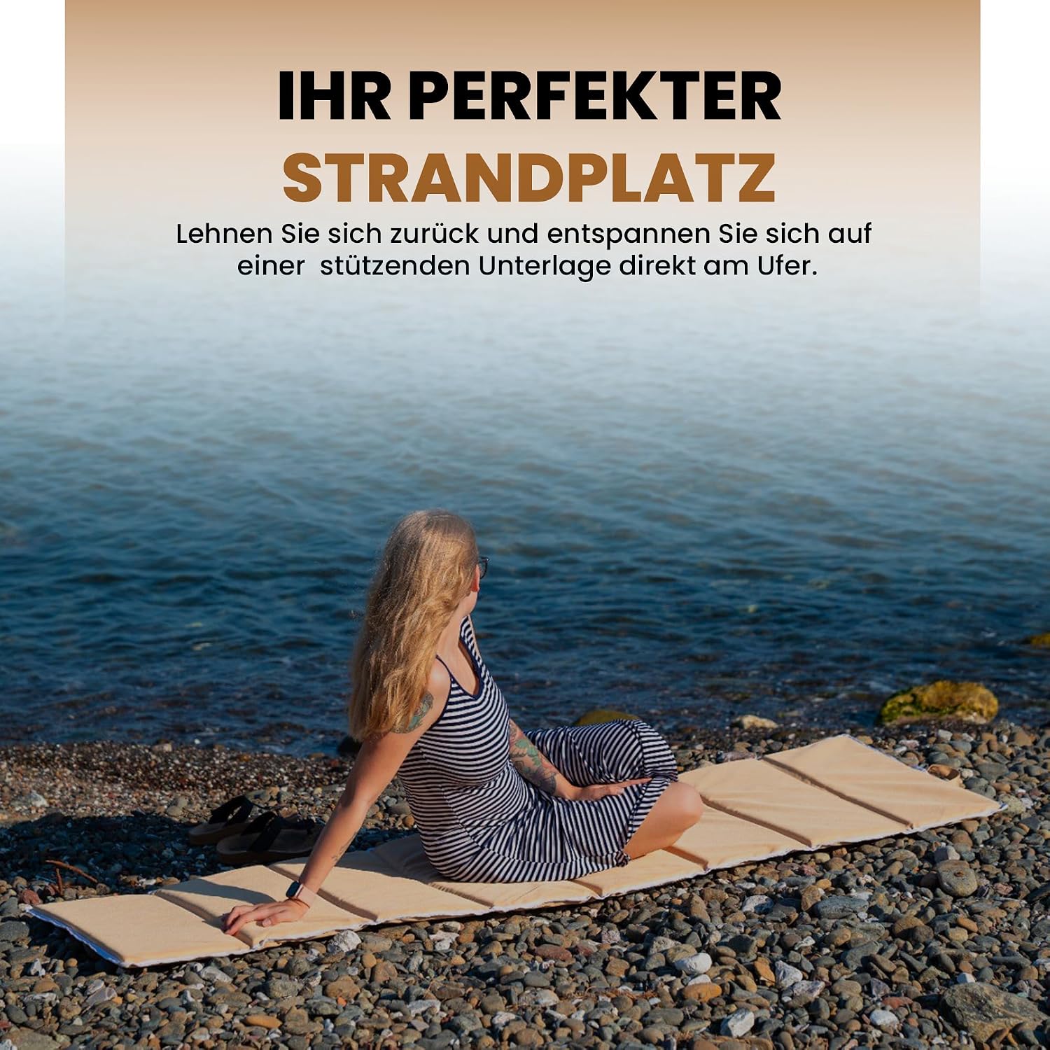 StarK Strandmatte 4in1 faltbar 190x60 cm Wasserhaengematte Pool Gartenliege SkyBl