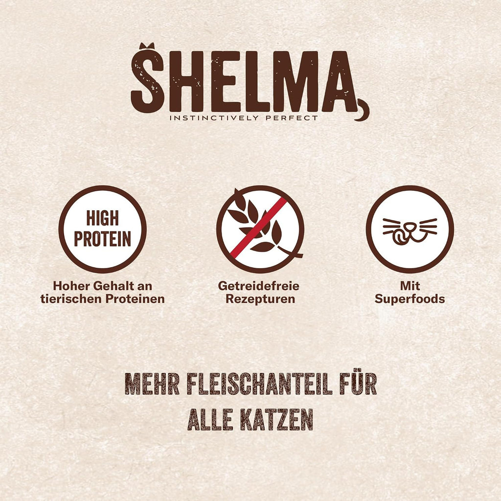 Shelma Katzen Nassfutter 12er bis 48er Pack getreidefrei verschiedene Sorten