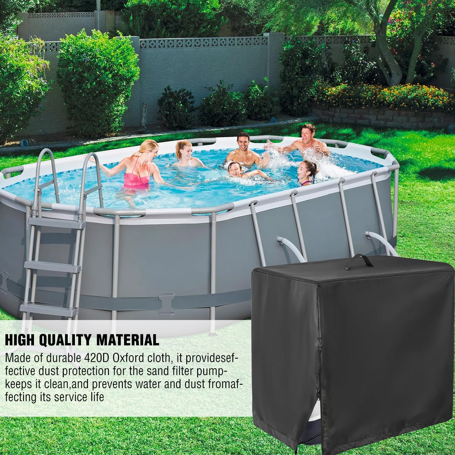 Abdeckung fuer Pool-Sandfilterpumpe 84x61x86 cm 600D Oxford UV-bestaendig wasserdi