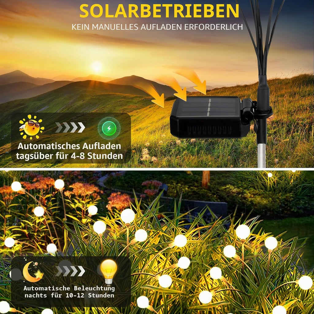 6er Set Solarlampen Garten 10 LED warmweiss IP65 Solar Wegbeleuchtung