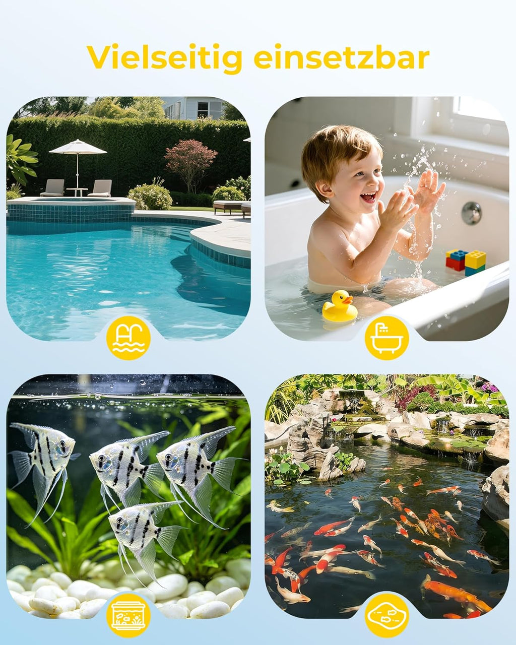 Newentor Funk-Poolthermometer schwimmend mit Basisstation, 100 m Reichweite, 6 M